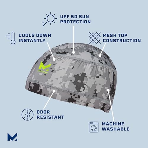 Mission Cooling Helmet Liner, Digi Camo - Lightweight & Breathable - Cools Up to 2 Hours - UPF 50 Sun Protection - Machine Washable