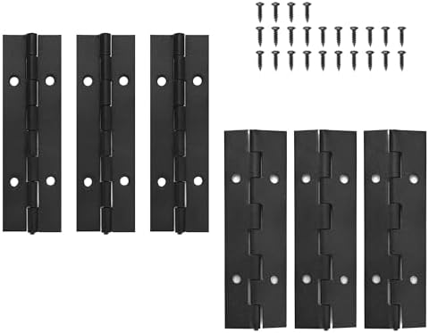 2Pcs 8inch Black Stainless Steel Piano Hinges - Heavy Duty Continuous Hinge With Screws