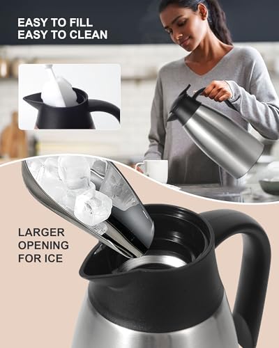 Image of 70Oz Thermal Coffee Carafe for keeping hot, 2 PCS Updated Carafe for hot liquid, Insulated Coffee Carafe Stainless Steel Thermal Pot for Coffee, Hot Water,Keep Hot 12 Hours (silver+silver)