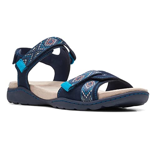 Clarks Femme Amanda Sprint Sandales de Sport, Daim Bleu Marine, 42 EU