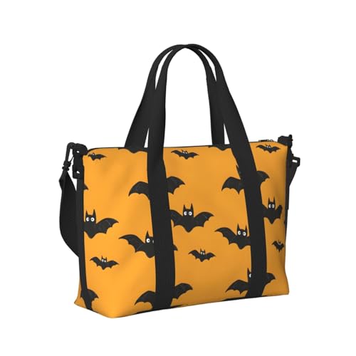 Laptop Tote Bag for Women Work - Cute Black Bat Print Weekender Overnight Bags for Women Travel, Gym Duffle Bag for Men, Personal Item Crossbody Travel Bags for Men Carry On