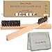 Horsehair Detail Brush Set, 2 Silver Cleaning Brushes and Polish Cloth for Detail Polish Work, Fine and Heirloom Silverware, Plateware, Jewelry