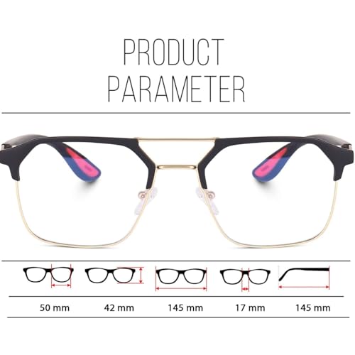 Image of GYNK Premium Square Computer Glasses for Men and Women, Anti-Fatigue Blue Light Blocking Eyewear for Digital Screen Protection