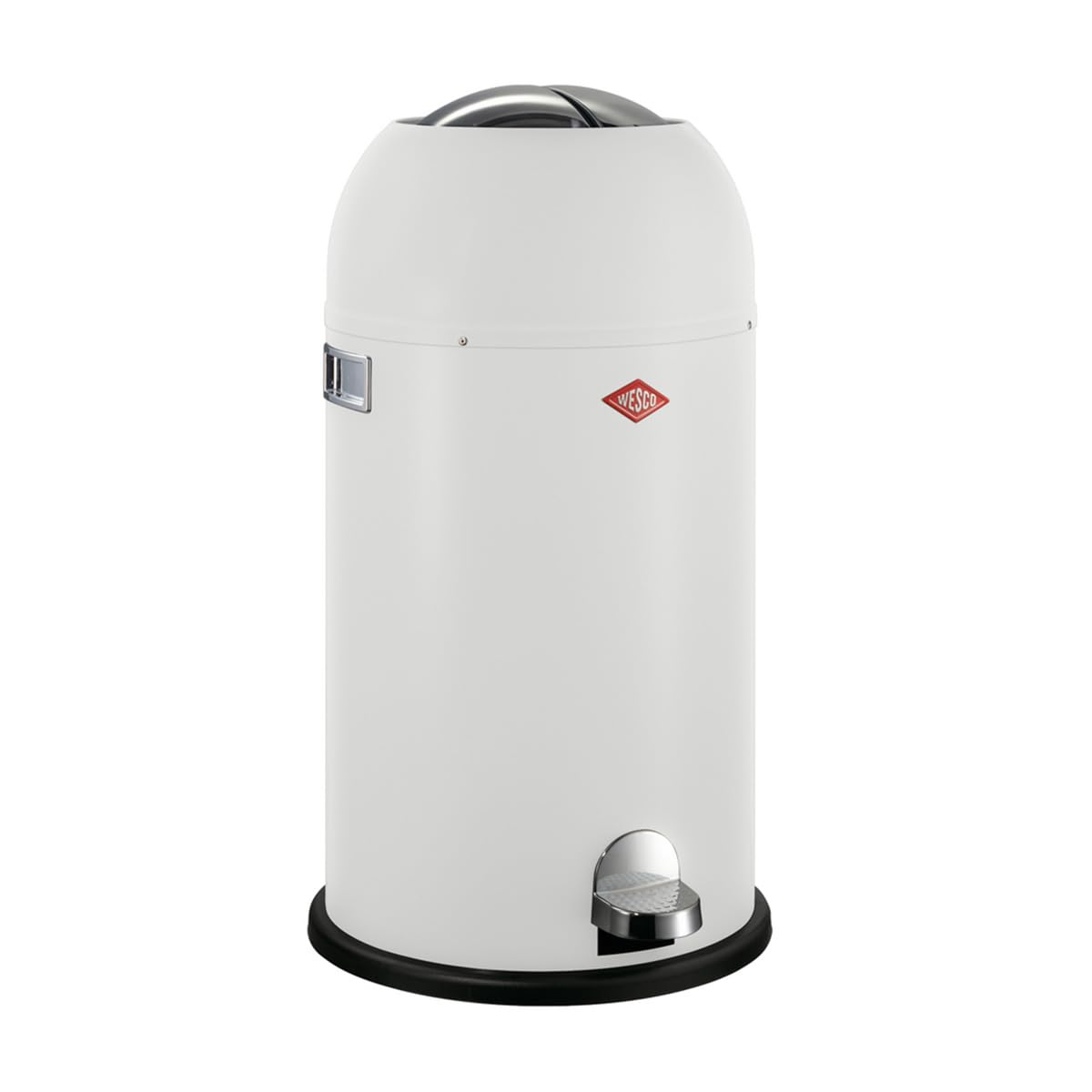 Wesco Kickmaster waste bin, matt white, powder-coated sheet steel, built-in damper, 33 litre volume, large opening