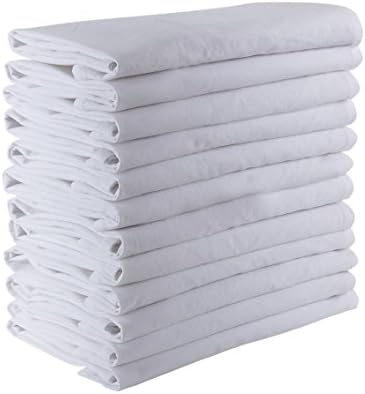 Flour Sack Cloth Napkins - Set of 16, 100% Cotton Reusable Dinner, Luncheon & Cocktail Napkins - White, 12x12 Inch