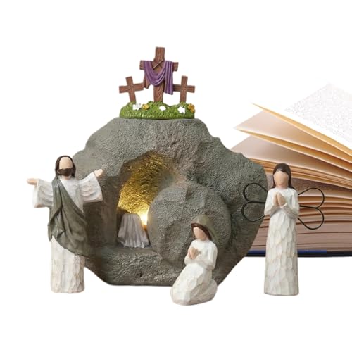 Genérico Statua Della Resurrezione Cristiana - Esposizione Di Pasqua Della Tomba Vuota, Scultura Di Decorazione Di Fede Religiosa, Figurina Di Primavera | Decorazione Spirituale per Ufficio, Estant