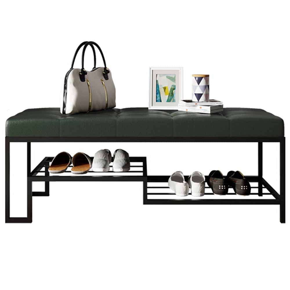 Banc à chaussures en fer forgé et cuir de 80 cm pour l'entrée et la chambre