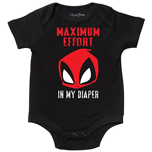 Maximum Effort Bodysuit, Parody Baby Shirt, Movie Buff Onsie, Black, 6-12 mo