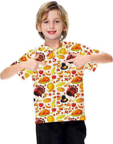 Image of AOBUTE Kids 4th of July Polo American Flag Short Sleeve Button Down Shirts Tops 3-14 Years