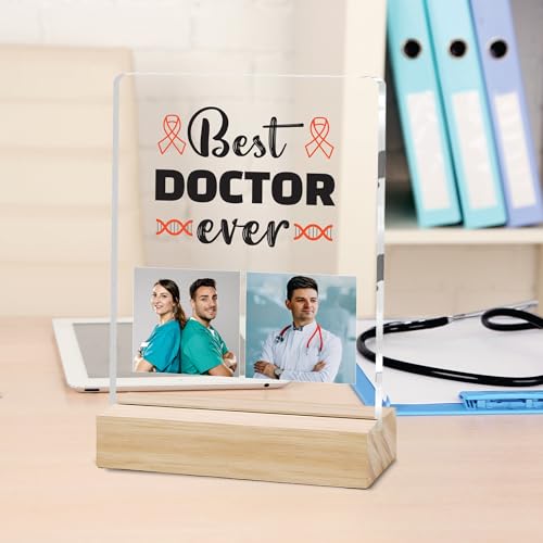 Image of Giftplease Best Doctor Photo Plaque with Wooden Stand | Personalised Gift for Doctors | Thank You Gift for Medical Professionals | Home Office Table Decor |Appreciation Frame for Doctor DCT 04