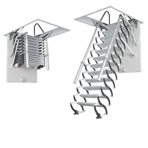 Ceiling Mounted Attic Ladder with Handrails,...