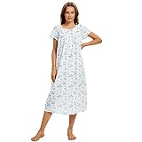 FMIRREO Cotton Nightgown for Women Short Sleeve Loungewear Casual Sleepwear Lightweight Nightdress C