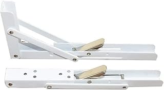 TEMKIN Shelf Supporter Brackets for Shelves 12'' White Folding Shelf Brackets 2pcs Metal Triangle Wall Mounted Support Space Saving for Work Bench, Load 66lb Heavy Duty Shelve Bracket Bracket
