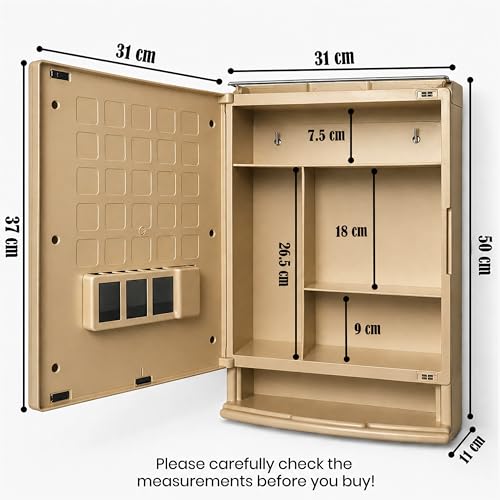 Image of JD FRESH Unbreakable Bathroom Cabinet with Mirror /Wall Mount Mirror Cabinet for Wash Basin /Bathroom Organizer Cabinet /Multipurpose Wall Storage Organizer /Decorative Prime Look (Golden)