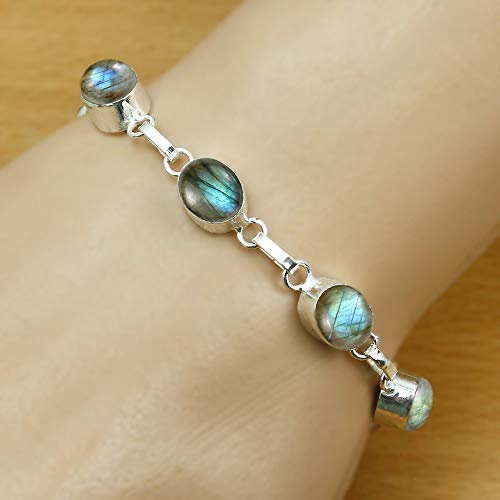 Labradorite Bracelet For Women Mom Wife 925 Silver Overlay Handmade Vintage Style Jewelry #TOP3
