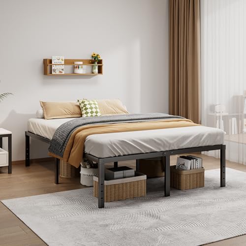 Image of LUMUNANCE Metal Bed Frame King Size - 18 Inch Heavy-Duty King Platform Bed Frame No Box Spring Needed, Easy Assembly, Noise-Free, Sturdy Mattress Foundation, Underbed Storage Space