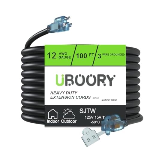Outdoor Extension Cord Waterproof 100 FT, Black 12/3 SJTW Heavy Duty, Flexible 100% Copper 3 Prong Extension Cord for Lawn, Garage,UL Listed