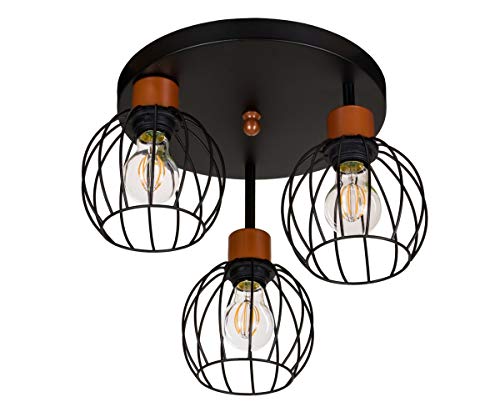 alfalux Plafonnier LED Suspension Luminaire Moderne Pour Cuisine Chambre Salon 30 x 29 cm En Métal Noir Laiton Boule KU-OST3030MO