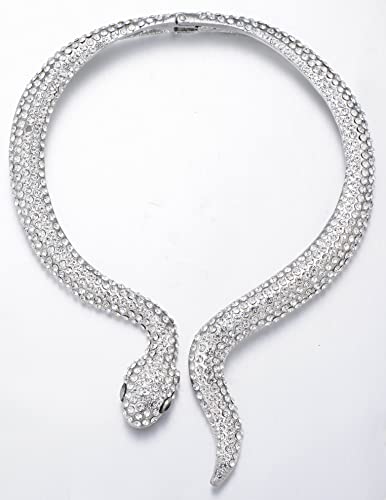 Women's Crystal Gold Snake Choker Collar Necklace Hip Hop Statement Cuff Rhinestone Costume Party Jewelry2