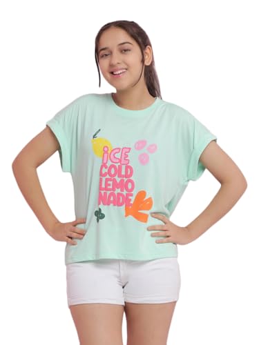 Image of Li'l Tomatoes Girls Crop T-Shirt | 100% Cotton | Graphic Printed Casual Top | Soft & Breathable Summer Wear | 9-16 Years