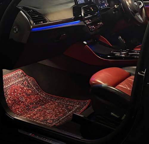 Image of Premium Oriental Rug Look Car Floor Mat for Sierra Custom Fitted, Luxury Car Foot Mats Compatible with TATA Sierra, Set of 5 Pcs, 100% Waterproof and Washable, Classic RED