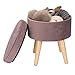 WOLTU Taburete Redondo Puff Caja de Almacenamiento Taburete de Almacenamiento Asiento para Dormitorio Tapa Extraíble Asiento de Lino/Terciopelo con Patas Madera Maciza (Rosa, Terciopelo)