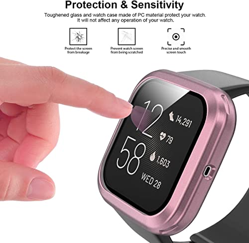Rc-Z Case For Fitbit Versa 2, Hard Matte Pc Screen Protector Full-Around Frame Bumper Full Face Screen Cover Protective Case For Fitbit Versa 2 Smartwatch, Rose Gold #TOP3