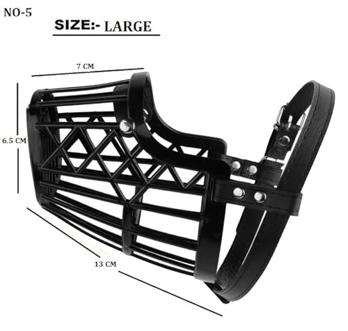Image of RvPaws Anti Biting Dog Muzzle Basket Cage Design Plastic Pet Muzzle Comfortable Barking Easy to Adjust Quick Release Buckle (No-5, Large)