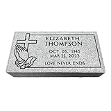 Head Stones for Cemetery for Humans - 16 x 8 x 3-Memorial Stones for Loved Ones Outside Grey Granite headstones for Grave Stones or Garden Grass Monument Includes Custom Engraving-Multiple Designs