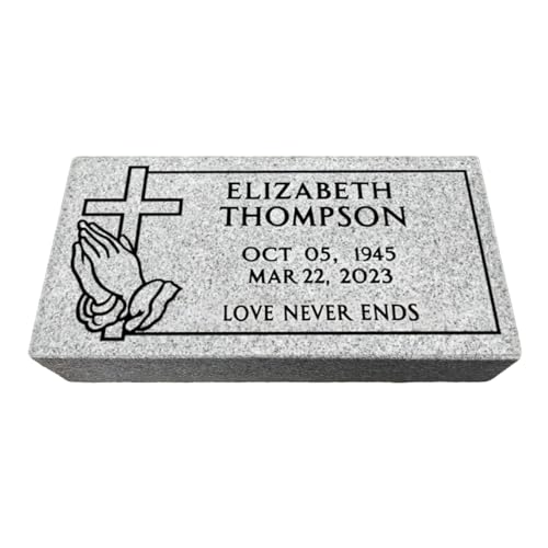 Head Stones for Cemetery for Humans - 16 x 8 x 3-Memorial Stones for Loved Ones Outside Grey Granite headstones for Grave Stones or Garden Grass Monument Includes Custom Engraving-Multiple Designs