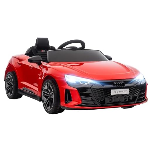 HOMCOM Macchina Elettrica per Bambini 5 Anni max Licenza Audi con Pulsanti per Clacson e Musica, Cinture di Sicurezza e Fari, in PP e Metallo, 103x58x41 cm, Rossa e Nera