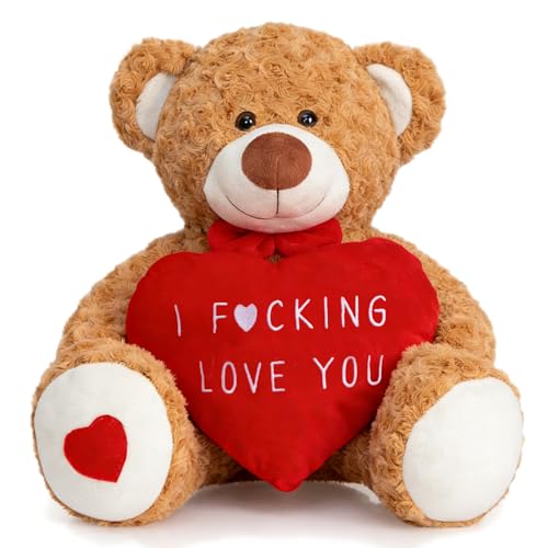 HollyHOME Valentines Teddy Bear Stuffed Animal 24' I Love You Teddy Bear with Red Heart Valentines Gifts for Her Girlfriend Boyfriend Lover Brown