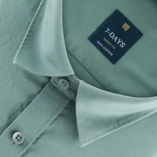 Image of 7-DAYS Men's 100% Cotton Full Sleeve Shirt for Men | Premium Plain Shirt | Tailored Fit (Between Slim & Regular) | Stylish Office & Casual Wear | with Pocket