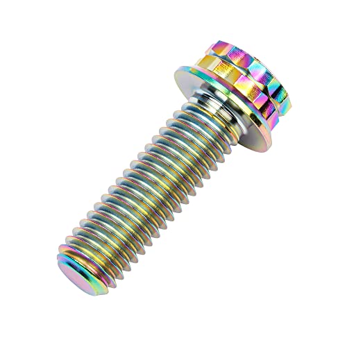 Image of Titanium Flange 12 Point Head M8 x15 20 25 30 35 40 45 50 55 60 65mm Screw Bolt Pack of 4 (M8x25mm, Rainbow)