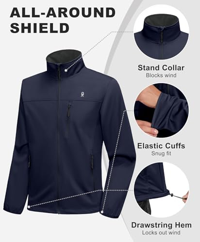 Little Donkey Andy Men's Lightweight Softshell Jacket Windbreaker Waterproof Jacket with 3 Pockets for Running Golf Hiking3