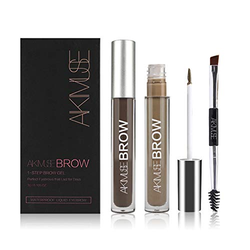 Eyebrow Gel Long Lasting Waterproof Tattoo Tint for Eye Makeup Eyebrow Enhancer With Double Heads Brush (JETBLACK)