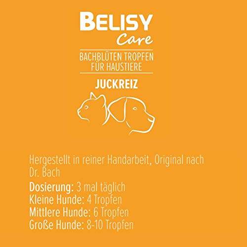 BELISY Juckreiz Bachblüten Tropfen für Hunde & Katzen - gegen Juckreiz - Notfall Tropfen für Haustiere - Fellpflege & Hautpflege - Original Mischung nach Dr. Bach - 20 ml