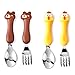 Tomedeks 2 Sets Posate Da Bambino In Acciaio Inossidabile, Forchette Bambini Set Di Forchette E Cucchiai, Posate Per Bambini Con Animali Dei Cartoni Animati Con Scatola (bear&chicken)