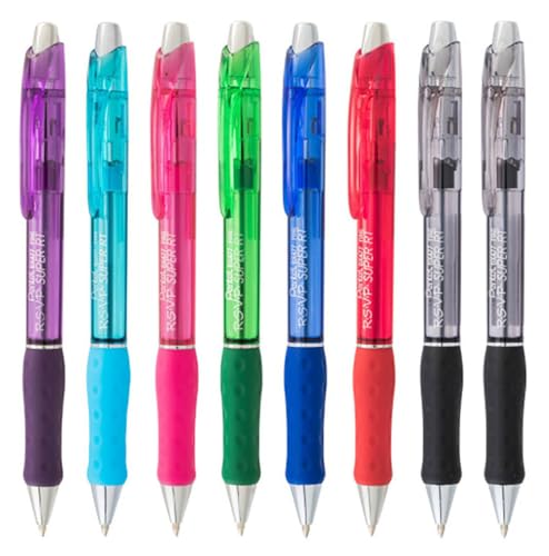 Stylos à bille rétractables Pentel RSVP Super RT pointe moyenne 0,7 mm assortis