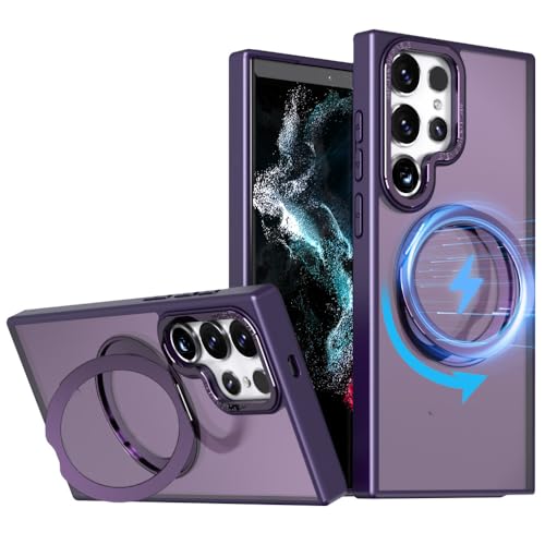 Coque Samsung S24 Plus transparente violette en TPU antichoc avec support magnétique