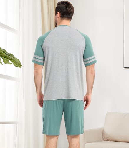 Image of NACHILA Men's Bamboo Viscose Pajamas Set Raglan Short Sleeve Shorts Pjs