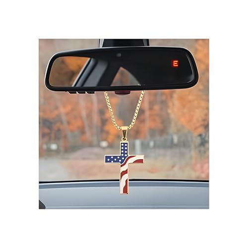 BESULEN 2PCS American Flag Cross Car Hanging Ornament, Christian Vehicle