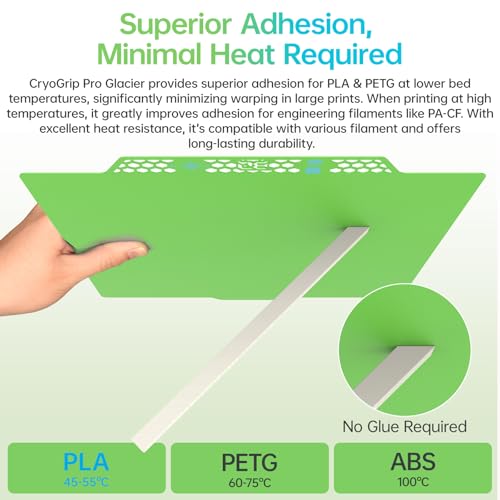 Image of BIQU CryoGrip Pro Glacier Build Plate for Bambu-Lab 3D Printers | X2D P2S P1S P1P X1C X1E A1, Firm Adhesion, Double-Sided Spring Steel Sheet, 257x257mm, Green