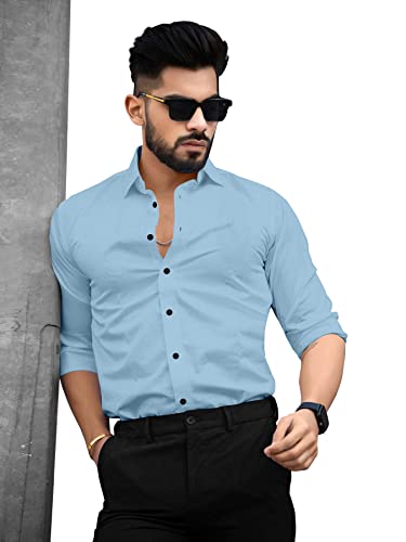 Image of Men's Cotton Solid Full Sleeves Regular Fit Formal Shirt