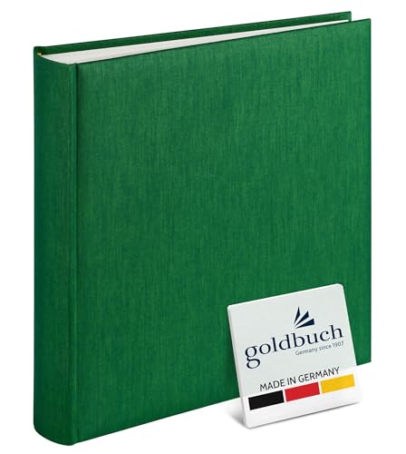 goldbuch 31806 Fotoalbum Summertime Trend, 30 x 31 cm, Fotobuch mit 100 weiße Seiten & Pergamin Trennblättern, Foto Album aus Leinen, Erinnerungsalbum, Dunkelgrün