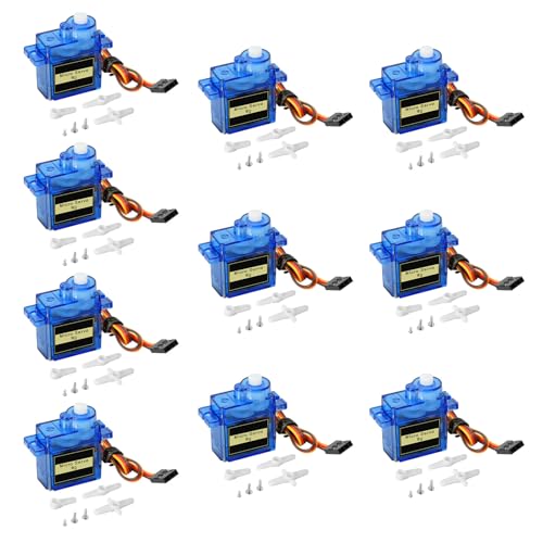 9G Micro Servo Motor QIQIAZI 10 Stück Servomotor RC Servo Mini Servo Motor für RC Robot Arm/Hand/Gehen Helikopter Flugzeug Auto Boot Steuerung mit Kabel Micro Motor Servo kompatibel mit Arduino
