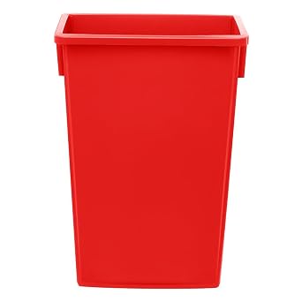 23 Gallon Slim Rectangular Waste Bin, Heavy-Duty Trash Can, Commercial Recycle Container, Durable Plastic Garbage Can for Restaurants, Office, Garages, Hotels, Kitchens, Red