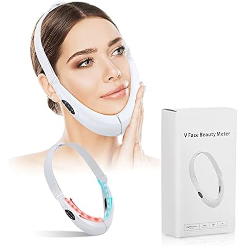 Electric V Face Beauty Meter, 8 Speed Facial Lifting Machine, V Face Shaping Massager, Face Massager, V Face Lifting Repair Protective V Face Lifting Machine for Anti-Ageing (White) Cover