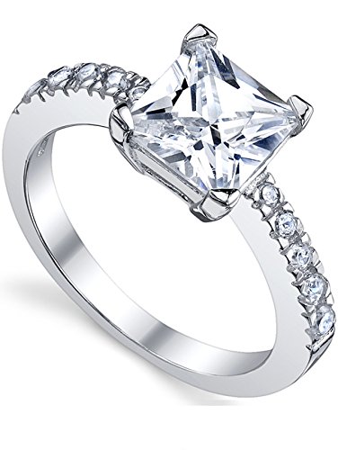 Metal Masters 1.25 Carat Princess Cut Cubic Zirconia CZ Sterling Silver 925 Engagement, Wedding Ring Sizes 5 to 82