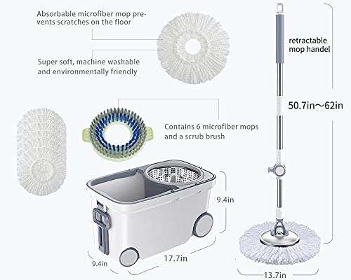 Michao MICHAO-MOP-001 Spin Mop Bucket Deluxe 360 Spinning Floor Cleaning System thumb #1